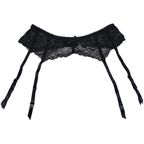 TVRtyle Black Lace Sexy Women Metal Clips Garter Belts For Stockings,Black, Small Cover