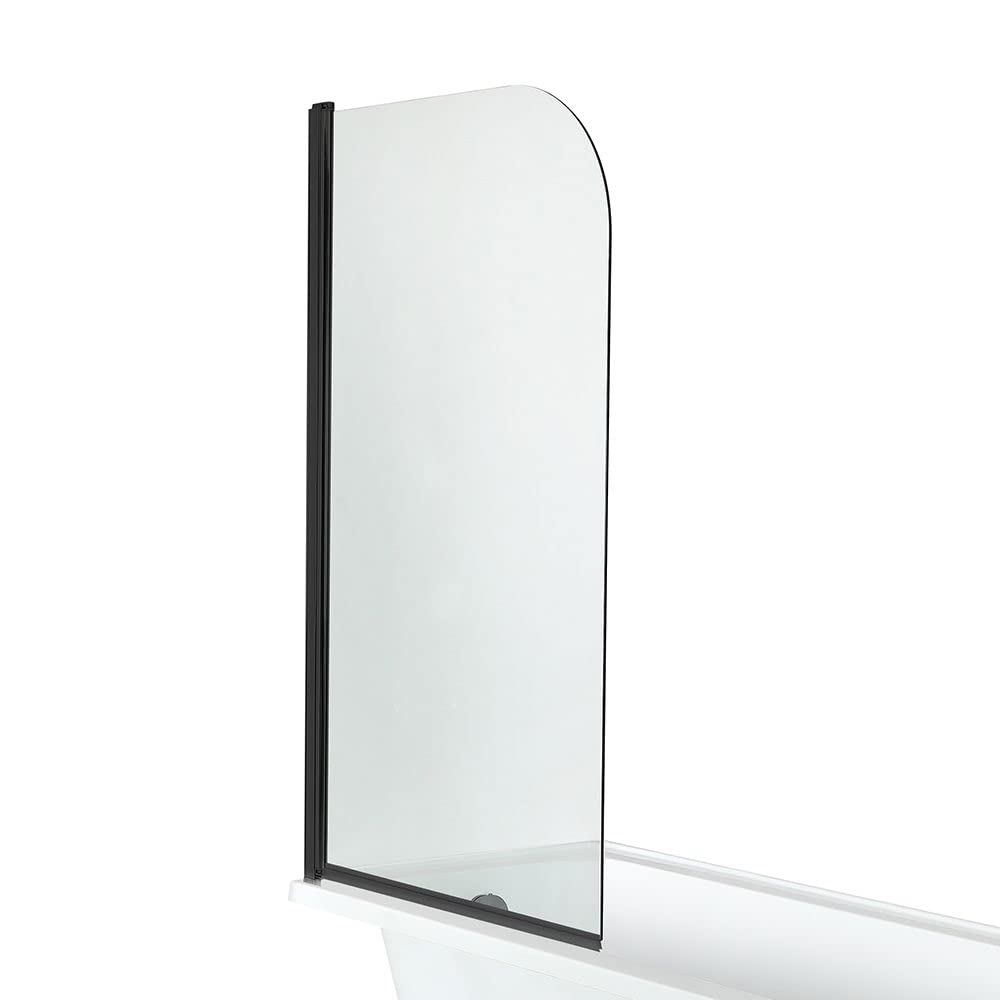 Milano Black Nero 1400Mm X 800Mm Curved Top Glass Shower Bath Screen