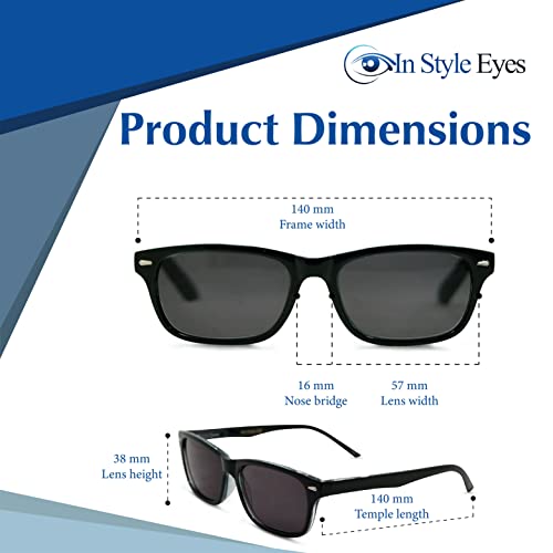 In Style Eyes Seymore Retro Non-Bifocal Reading Sunglasses - Full-Rimmed, Lightweight Frame - Non-Polarized Aspheric Lens - Tortoise - 2.25x4