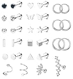 ❀Tamaño de los Pendientes Espalda Plana❀Tamaño del calibre: 20 G = 0,8 mm, longitud del pasador: 6 mm, tamaño de la parte posterior plana: 5 mm; Pendientes aro acero quirúrgico Diámetro interior: 8/10/12 mm; Pendientes aro plata Diámetro interior:10 mm; Circón/perla/ópalo/bola: 4 mm; el tornillo en la parte posterior para evitar que los pendientes se caigan. El juego de aretes acero quirúrgico se ve muy bien en la oreja, adecuado para mujeres, niñas y hombres