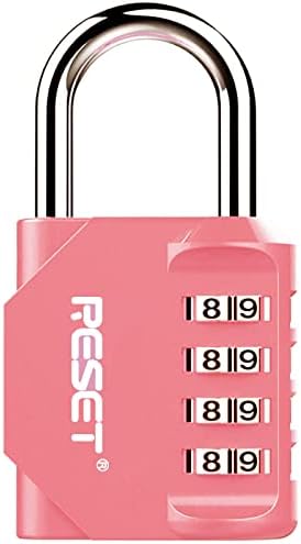 RESET-060 4 Digit Combination Lock Outdoor Padlock for School Gym Sports Locker Fence Toolbox Gate Suitcase Hasp Pink