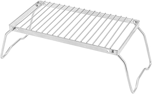 BESPORTBLE Parrilla plegable para fogata portátil, rejilla de acero inoxidable para campamento de fogatas para almacenamiento compacto, parrilla de