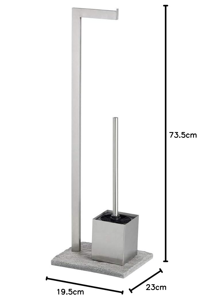 Wenko Juego de pie para el WC Granite Acero INOX - Efecto Piedra, Acero Inoxidable, 23 x 73.5 x 19.5 cm, Satinado