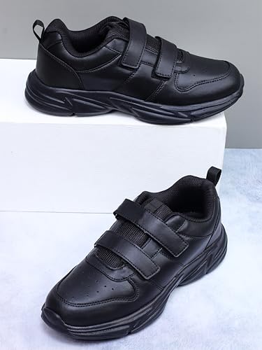 Image of ATHCO unisex-child Care-velcro School Shoes | Soft Cushioned Memory Foam Heel Pad Support | Anti Bacterial Insole | Kid's | Boy's | Girl's | Children |Uniform Shoes | Lightweight | Velcro |Easy Wear & Care| Formal Shoes | Non-Marking Sole | Padded Textured Heel Grip Lining | Breathable | All Day Comfort