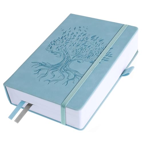 Billtigif - Journal Notebook with 365 Numbered Pages, Large A5 College Ruled Notebook for Work, Hardcover Leather Journal for Women Men, Lined Journals Notebook with Index Stickers for Writing, 5.75" X 8.38", Blue