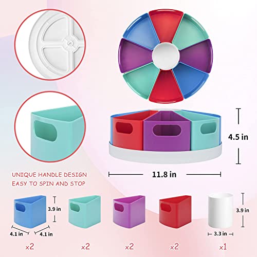 Zeruidm ZERUI001 Rotating Art Supply Organizer Storage Caddy For Kids - 9 Bin Craft Crayon Marker Organizer For School Desk, Lazy Susan Pencil Holder For Classroom Organization, School Supplies thumb #4