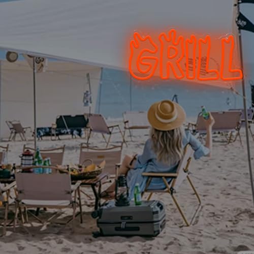 Image of Grill Neon Sign LED Neon Lights for BBQ Party, Barbecue Restaurant Wall Decor, Backyard Outdoor Cooking Light, Man Cave Kitchen Bar LED Sign Gift