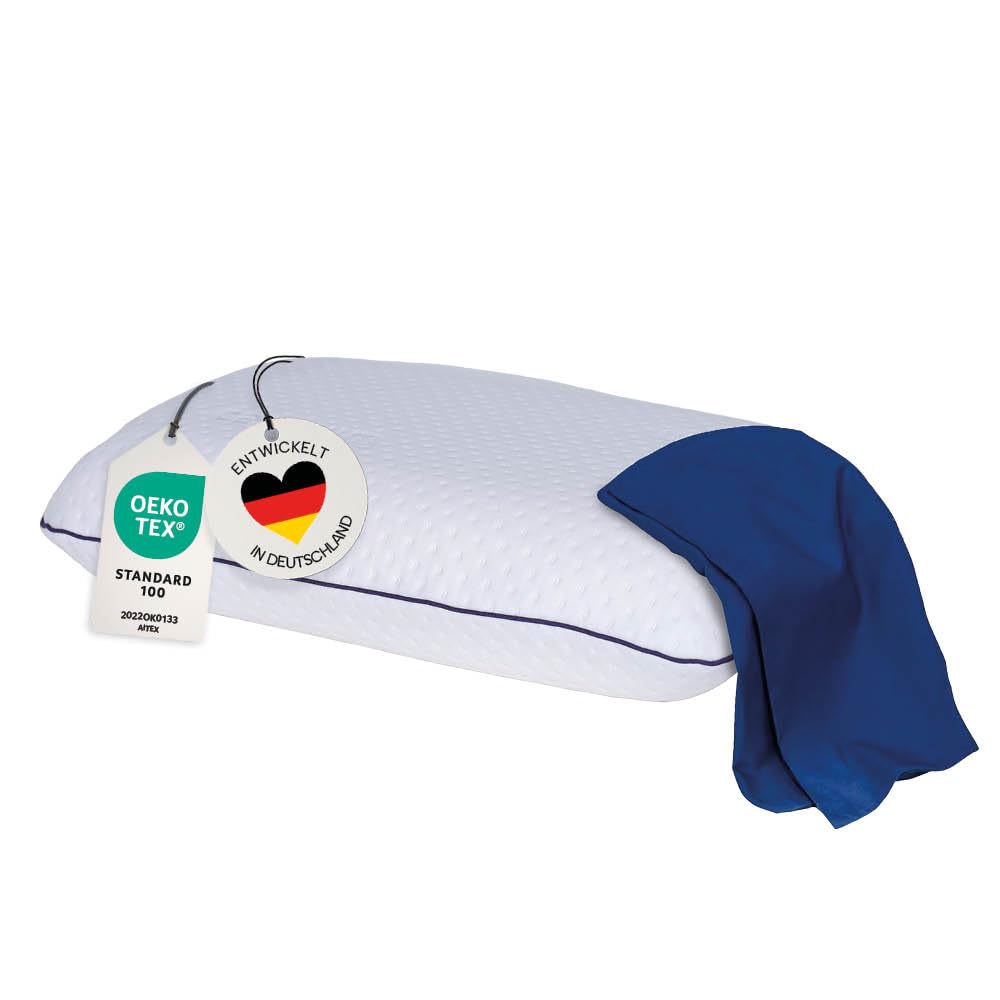 Reisekissen Memory Foam, kleines ergonomisches Reise Nackenkissen 40x25x10 | Kleines Kopfkissen für Reisen im Flugzeug, Auto, Zug, Hotel & Camping, Reisekissen Nackenstütze, aufrollbar, orthopädisch