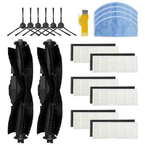 aoteng Replacement Accessories Kit for Tikom G8000 G8000 Pro HONITURE G20 G20 Pro Laresar Evol 3s Evol 3 Robot Vacuum Cleaner 18 Packs 2 Main Brushes, 6 Filters, 6 Side Brushes, 4 Mop Cloths Cover