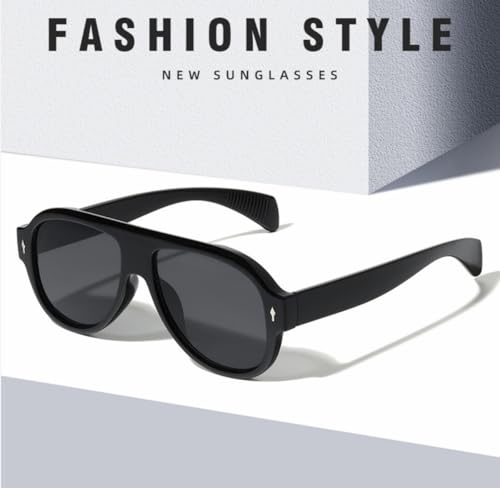 Image of IKANOO Retro Aviator Sunglasses for Women Men 70s Square Sun Glasses Trendy Vintage Orange Shades (Black)