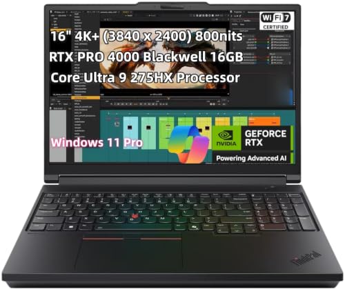 Image of NewLenovo ThinkPad P16 Gen 3 Mobile Workstation Laptop (16 inch 4K+ WQUXGA (3840 x 2400) IPS 800nits, Core Ultra 9 275HX, 64GB RAM 2TB SSD Gen5, RTX PRO 4000 Blackwell 16GB), Thunderbolt5 WiFi7 Win 11 Pro