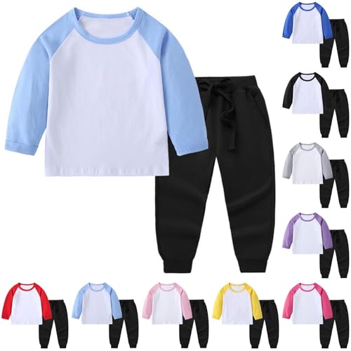 Kids 2 Piece Tracksuit Sets Toddler Baby Girls Boys Colorblock Raglan Long Sleeve Top and Jogger Pants for 1-12 Years2