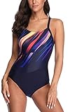 beautyin Women's One Piece Swimsuits Athletic Training Sports Exercise Swimwear Navy