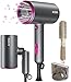 Produktbild Föhn Professioneller Ionen Haartrockner Schnell Trocknend 1800W Kleiner Föhn - Faltbar Haarfön Hair Dryer mit Heiz / Abkühlstufe & Haarkämme