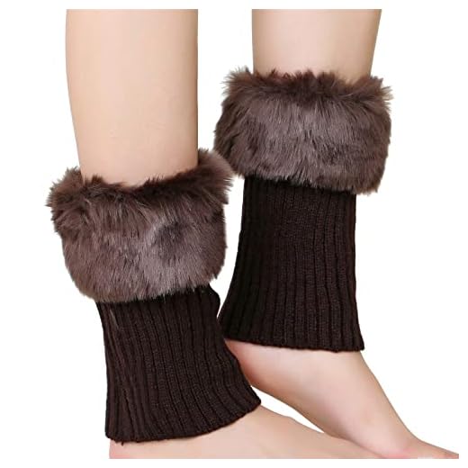 ZHIYU Las mujeres otoño e invierno corto retorcido lana caliente calcetines botas cubierta de lana de punto protección de piernas manta eléctrica, café, Talla única
