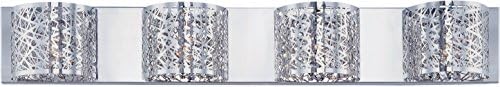 ET2 E21317-10PC Inca Modern Metal Web Laser-cut Sheath with Crystal Bath Vanity Wall Mount, 4-Light Xenon 160 Watts, Polished Chrome