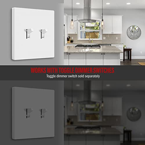 ENERLITES Screwless Double Toggle Switch Wall Plate, Child Safe Dual Light Switch Cover, Standard Size 2-Gang 4.68" x 4.73", Unbreakable Polycarbonate Thermoplastic, UL Listed, SI8812-W, Glossy, White by ENERLITES - Image 7