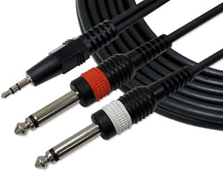 GLS Audio 6ft Y-Cable Splitter Cord - 1/8" TRS Stereo to 1/4" TS
