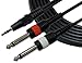 GLS Audio 6ft Y-Cable Splitter Cord - 1/8" TRS Stereo to 1/4" TS Mono - 6' Cables 3.5mm (Mini) to 6mm Cord for iPhone, iPod, Computer, and more - Single