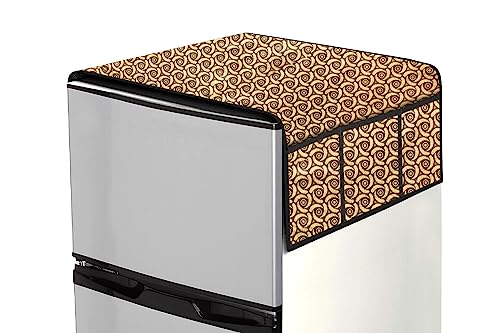 Image of Stylista Refridgerator top Cover Suitable for Samsung RR24C2Y23CR /NL, 223 Liter Fridge, Dimension (WXD) 65x111 CM, Packed Pattern Light Yellow