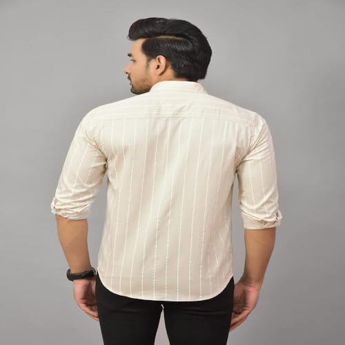 Image of Regular Fit Striped Lining Cotton Full Sleeve Casual Shirts for Men /Long Sleeves Cotton Striped, Cotton Shirt Crafted with Regular Sleeve, Comfort Fit & High-Performance for Everyday Wear