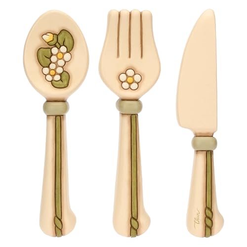 THUN - Set 3 posate da parete - ceramica - Collezione Country Bloom - 'FORCHETTA 6,8x2,9x2,4 cm H COLTELLO 5,5x 2,9x 2,4 cm H CUCCHIAIO 7,2x2,9x2,4cm H'