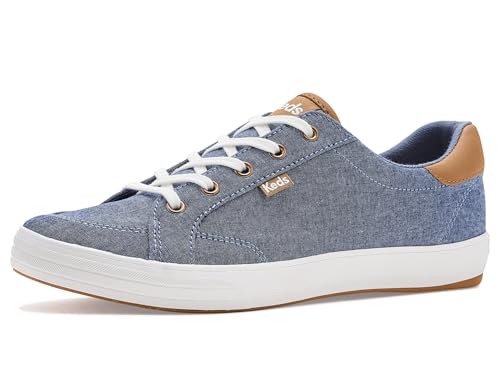 Image of Keds Center III Lace Up Fashion Sneaker, Blue Chambray /Tan, 6.5