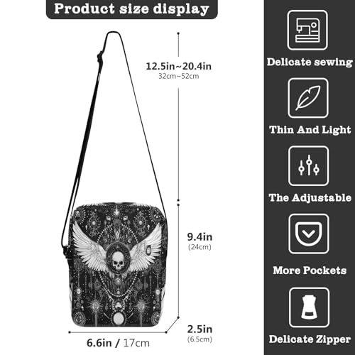 messenger bag for women crossbody Shoulder Bag For Woman Women's Purses Adjustable Strap for work work - Evil Skull Black Gothic3
