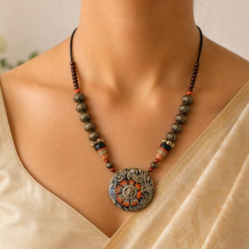 Image of Handcrafted Tribal Dhokra & Floral Charm Necklace Collection | Artisan Brass, Glass & Contemporary Statement Necklaces for Women | Ethnic, Elegant & Artistic Jewelry