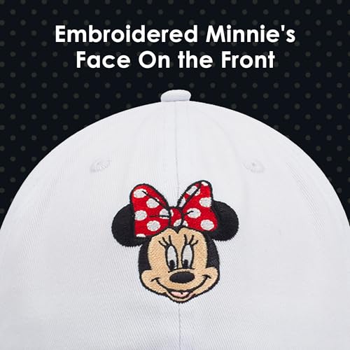 Image of Disney Minnie Mouse Dad Hat, Cotton Adjustable Baseball Cap with Curved Brim
