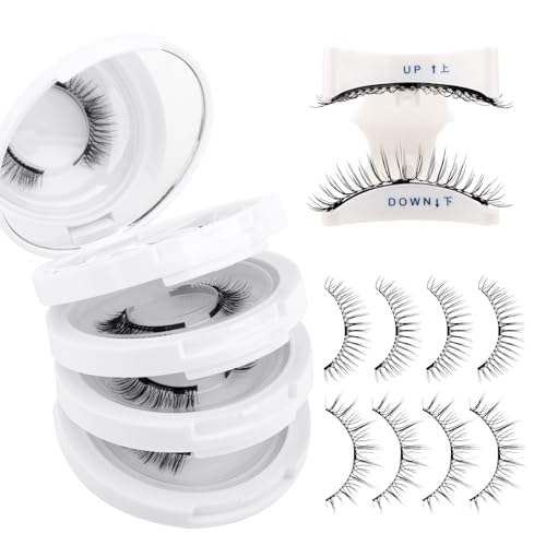 4-Pairs Magnetic Eyelashes Kit with Applicator: Wendy Natural Reusable Lash Soft Waterproof Lash No Glue Needed, 079+B01