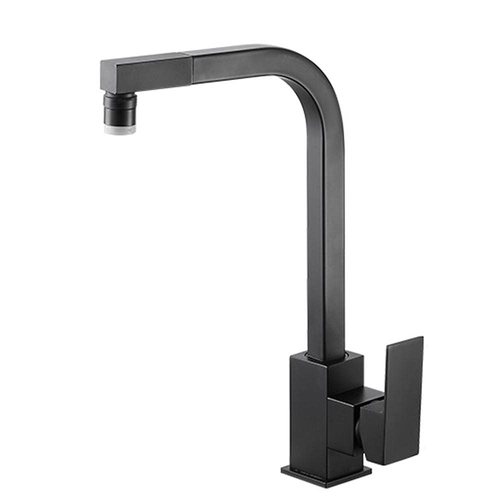Robinet de cuisine mitigeur rotatif noir avec douchette télescopique eau chaude froid