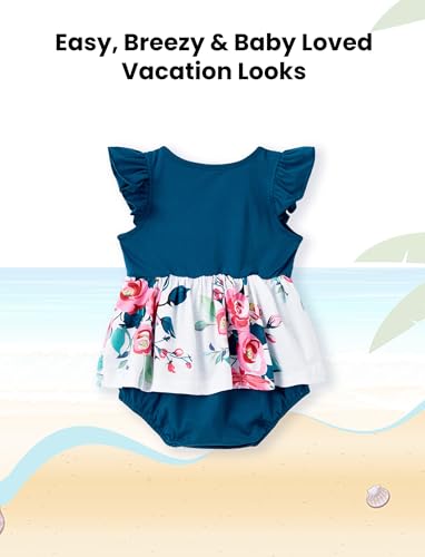 Image of PATPAT Family Matching Outfits Mommy and Me Outfits Floral Dress & Tee Sets | Couples Matching Outfits, Women Girl Flutter Sleeve Dress, Men Boy Cotton Blend T-shirts, Beach Vacation, Family Photoshoot