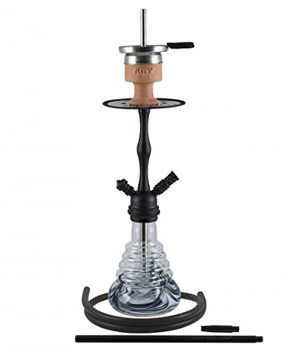 Amy Deluxe Shisha Set komplett 2 Anschlüsse 2 Schläuche Wasserpfeife schwarz (Black Powder) 50cm Kohle Anzünder Kamin… – Bild 3