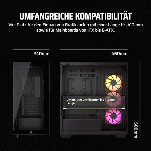 CORSAIR iCUE LINK 3500X RGB Mid-Tower ATX PC-Gehäuse - Gehärtetes Panorama-Glas - Umgekehrte Verbindung Motherboard-Kompatibel -3x CORSAIR… – Ansicht 8