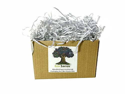 Image of Eco Sarras Confitti Shredded Paper Crinkle Grass Strips for Gift Tray Hamper Packaging, Box Filler, Basket Filler, Christmas Festival Decoration Paper (100 GM, Metallic Silver)