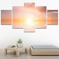 SIGNWIN 5 Panel Canvas Wall Art Modern Art Coastal Colorful Multicolor Photography Romantics Sunset for Home Decorations Ready to Hang - 60