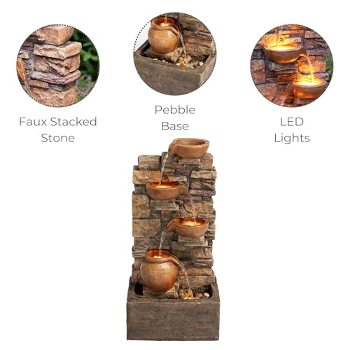 Miniatura 7 de Teamson Home Fuente En Cascada 4 Niveles Marron Exterior Con Led