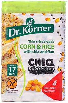 Dr.Korner Crispbreads With Chia & Flax 100g - Gluten Free - Dietary Snack - High Fibre Content - Healthy Snack