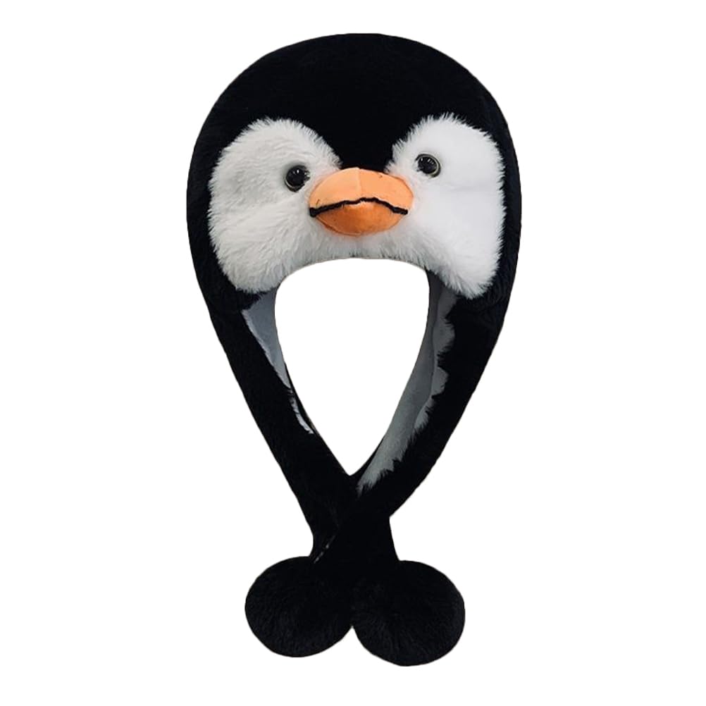 CLISPEED Plush Penguin Winter Hat for Cartoon Animal Headgear with Ear Protection for Performances Parties and Cosplay Soft and Comfortable Design