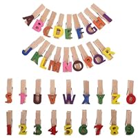 Cabilock 35Pcs Mini Wooden Clothespins with Numbers and Letters, Multi-Functional Clips for Hanging Photos, Notes, Cards, and Decorations, Compact Design for Desktop and Wall Use, 1.37X0.39X0.39 Inch