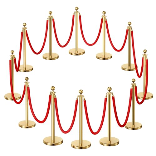 CAMMOO 12 Stanchion Posts & Ropes with Fillable Bases