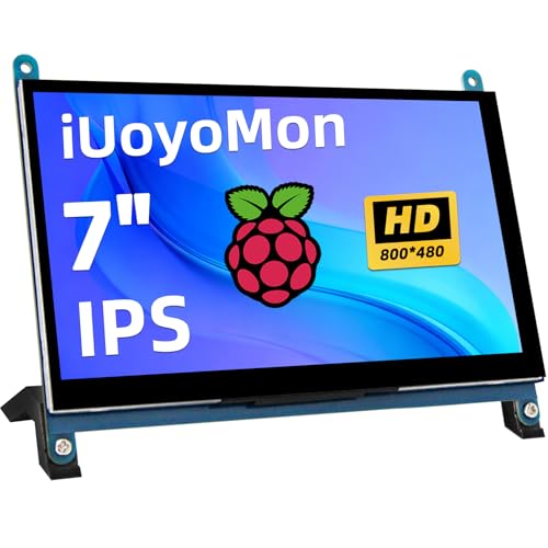 Image of 7 Inch Screen for Raspberry Pi, 1024x600 IPS HDMI Capacitive Screen LCD Display, Mini Portable Monitor Compatible with Raspberry Pi 5 /4 /3 BB Black Banana Pi Win11 /10 /8 /7 (Non-Touch)