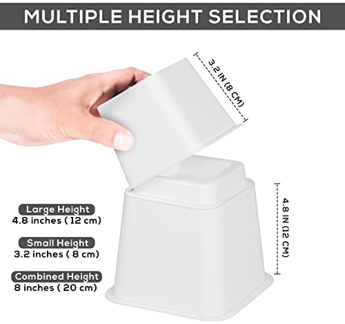 Utopia Bedding Adjustable Bed Furniture Risers - Elevation In Heights 3, 5 Or 8 Inch Heavy Duty Risers For Sofa And Table - Supports Up To 1,300 Lbs - (Set Of 4 Riser, White) #TOP2