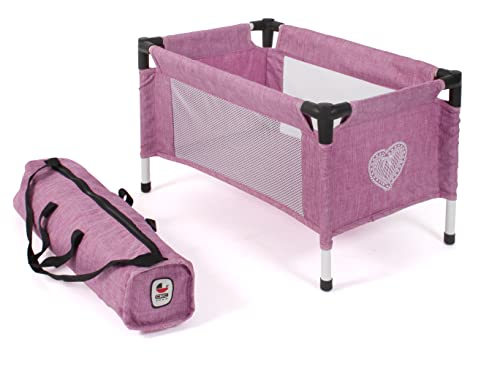 Bayer Chic 2000 - Reisebett für Baby-Puppen bis 48 cm, Puppenbett, Puppenreisebett, Puppenmöbel, Puppenzubehör, Jeans pink