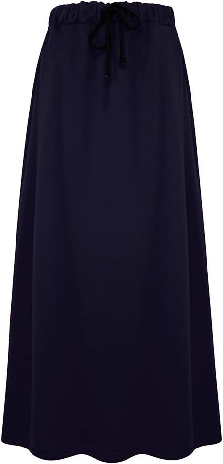 IDEALSANXUN Women’s Fall Winter Fleece Lined Elastic Waist Long Skirts with Drawstring