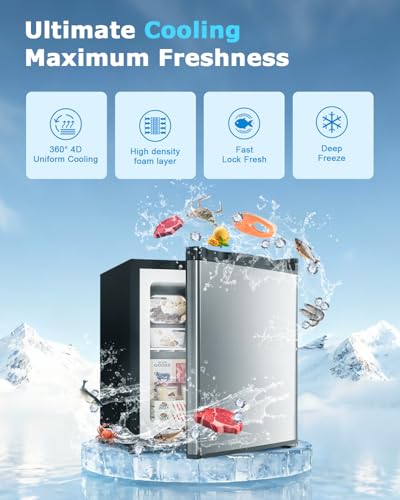 Image of Feelfunn 1.1 Cu.ft Mini Freezer, Small Upright Freezer, Stainless Steel