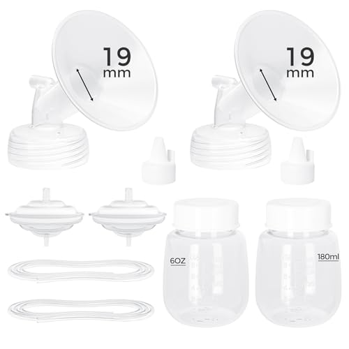 Image of Paruu Pump Parts Compatible with Spectra S1/S2/9 Plus, Not Original Accessories, Full Set Replacements Include 19mm Flanges, Valves, Backflow Protectors (Duckbills Included), Tubings and Bottles