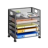 Simple Trending 5-Tier Letter Tray Organizer, Metal Mesh File Holder, Black
