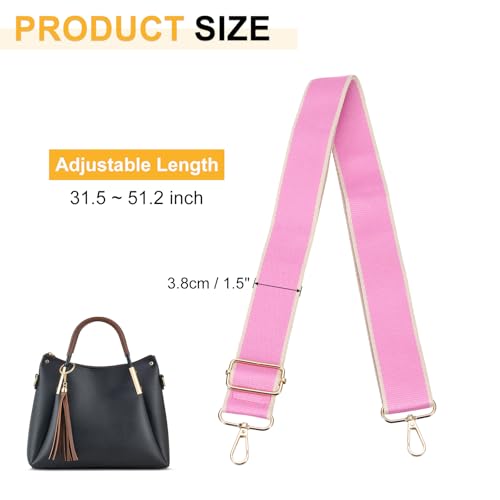 Image of PATIKIL 55in Purse Straps Replacement Crossbody, Bag Straps Crossbody Universal Adjustable Canvas for Purses Handbags Guitar, Pink